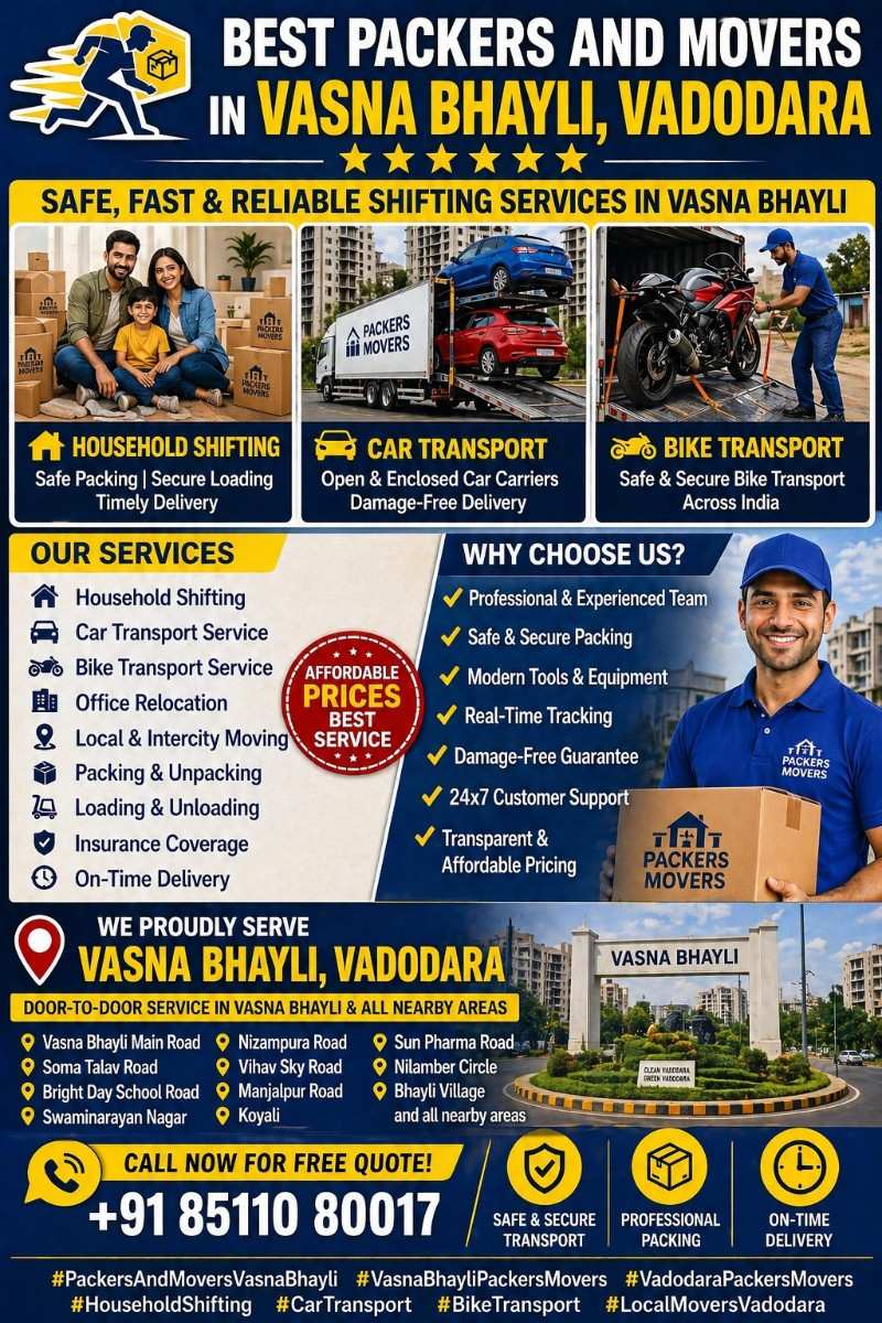 Professional Movers and Packers Vasna Bhyali Vadodara